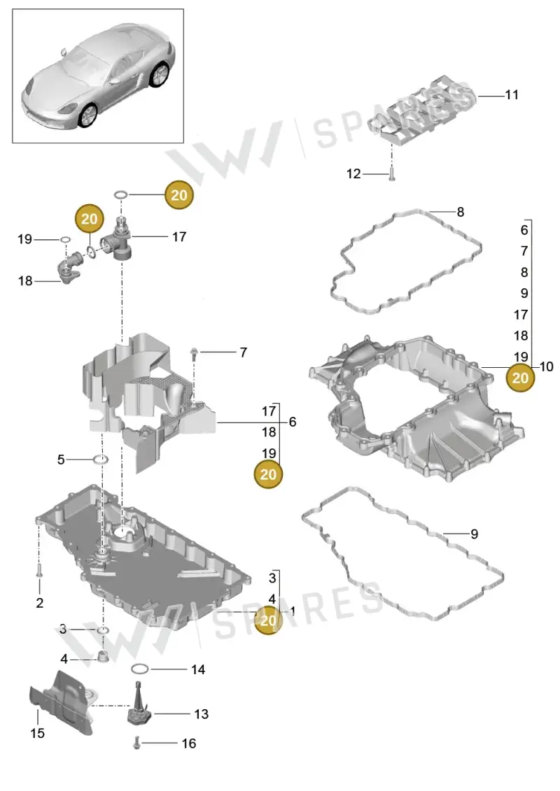 94810743910 — Porsche Cayman (2016-2019) diagram p50104002, position 20