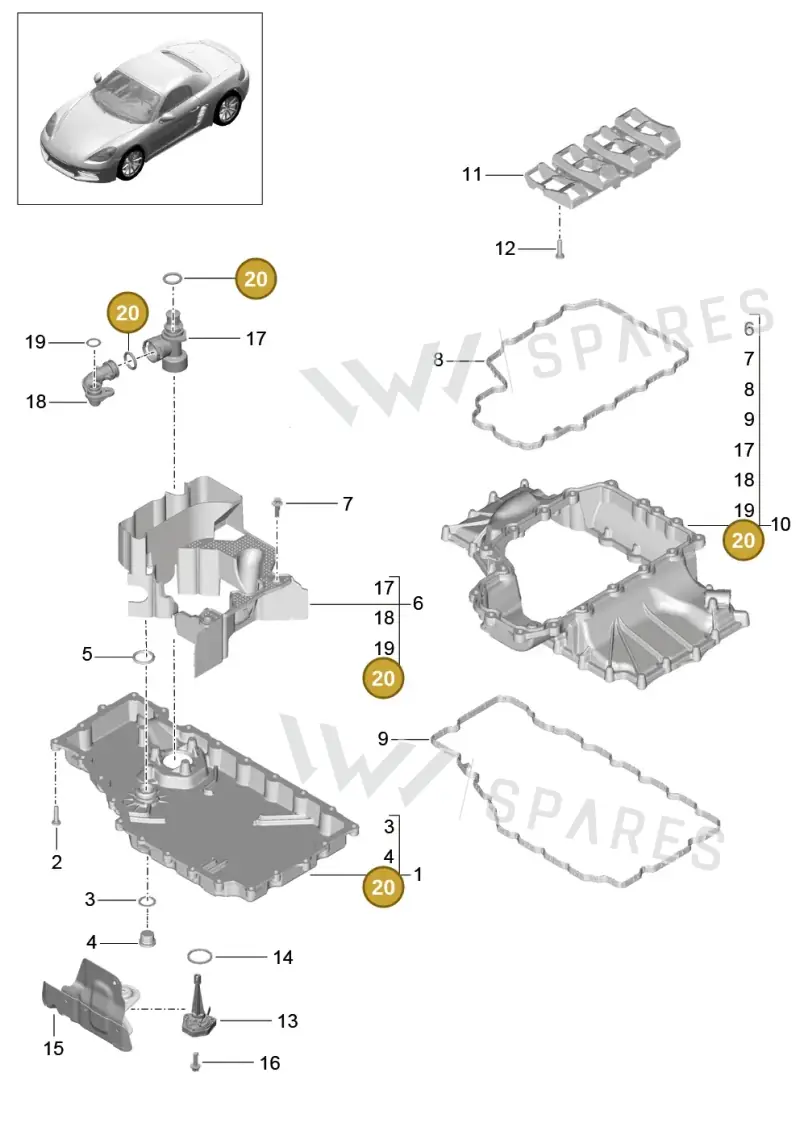 94810743910 — Porsche Boxster (2016-2019) diagram p48104002, position 20