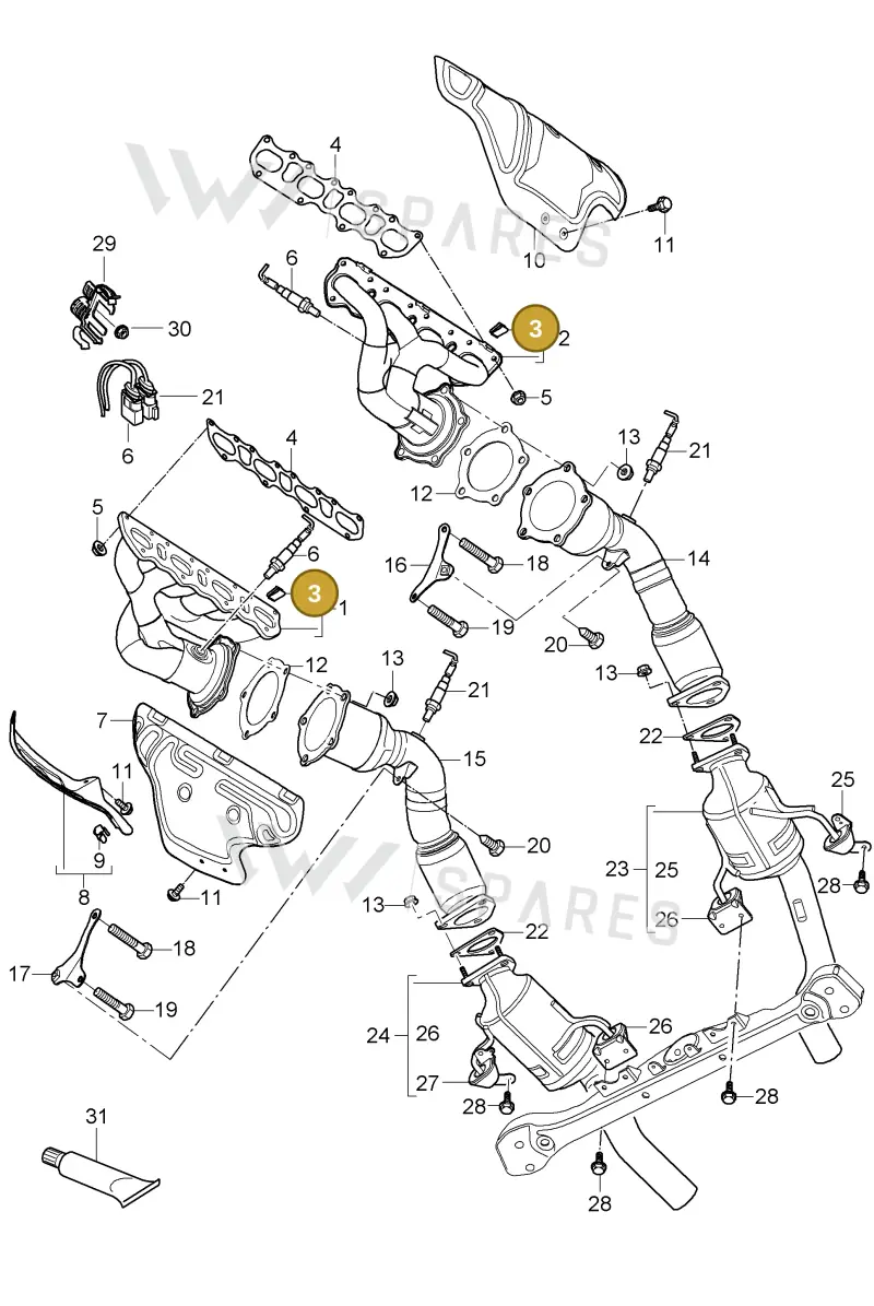 94811121300 — Porsche Cayenne (2007-2010) diagram p31202000, position 3