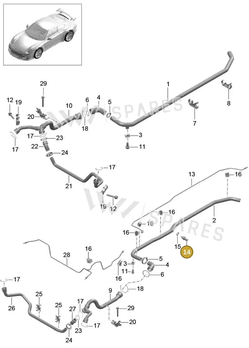 94860642000 — Porsche 911 (2013-2020) diagram p41105010, position 14