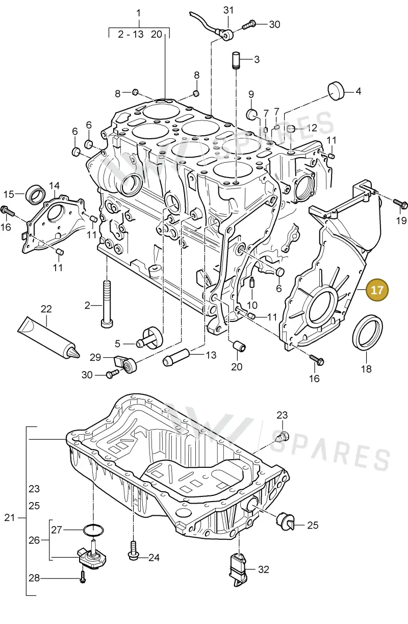 95510117311 — Porsche Cayenne (2002-2006) diagram p24101006, position 17
