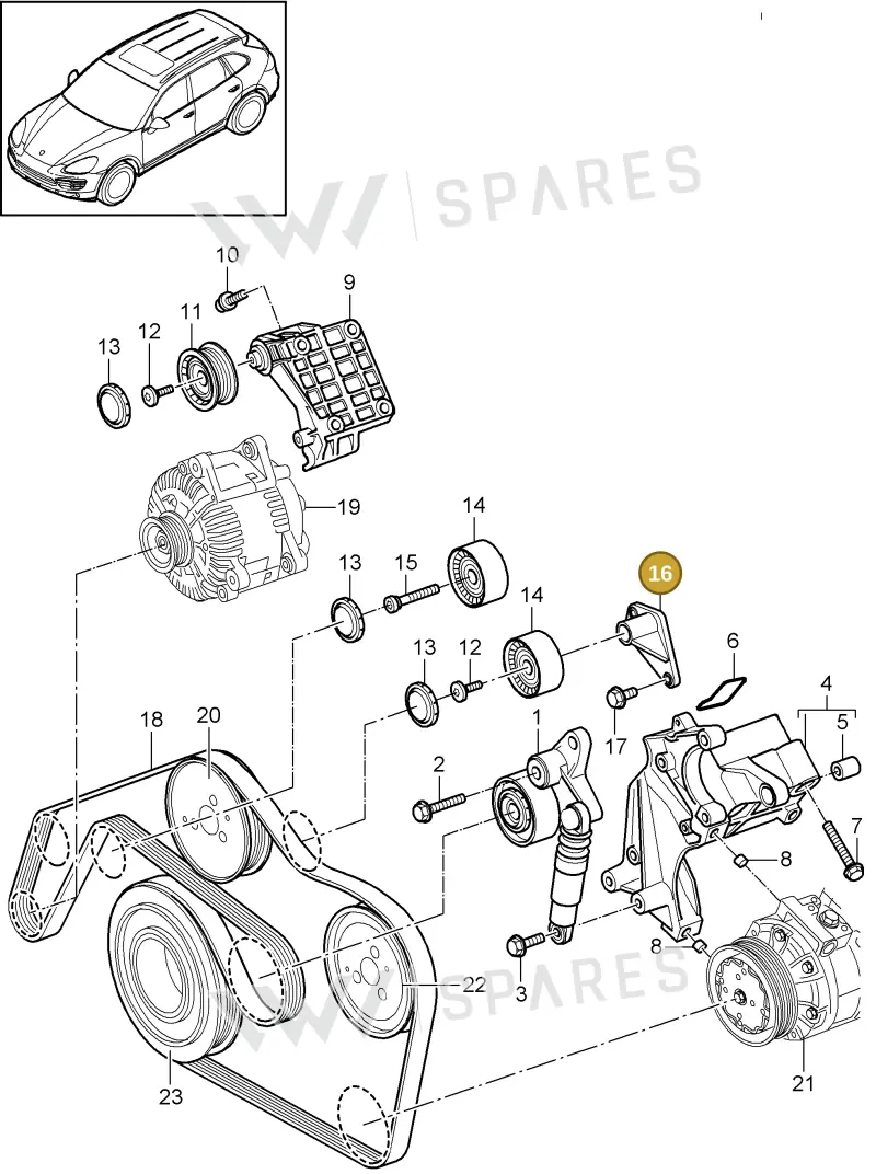 95510242300 — Porsche Cayenne (2010-2018) diagram p37102090, position 16