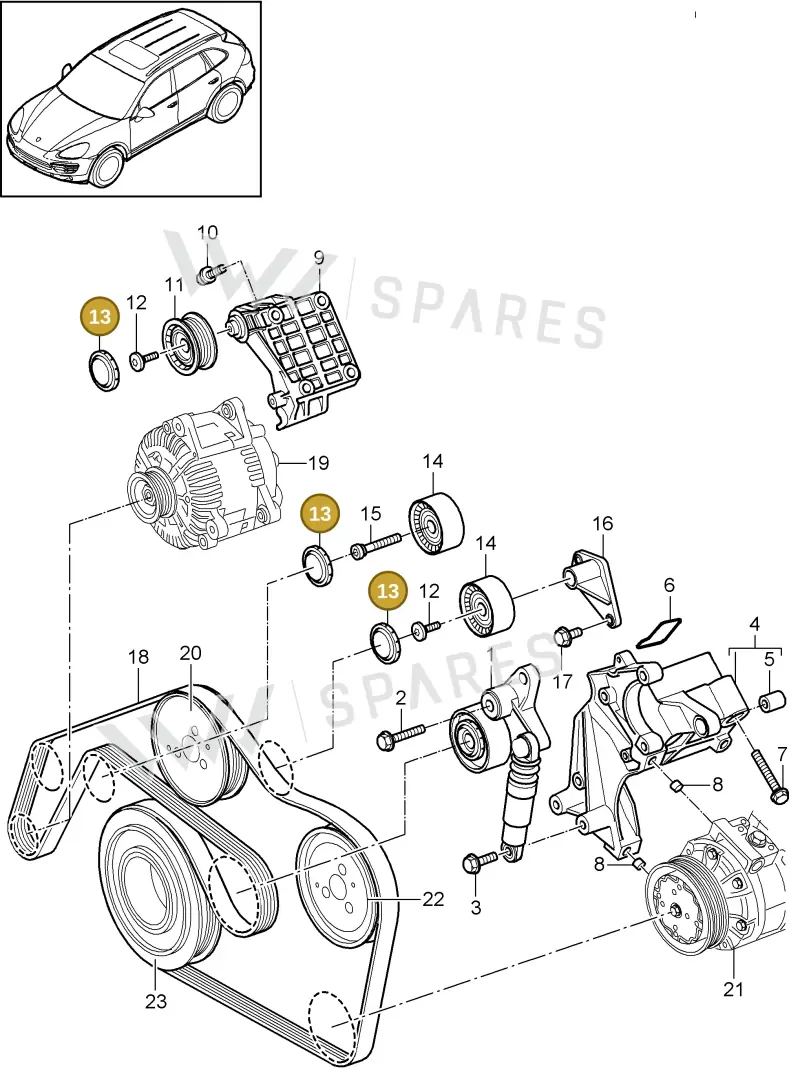 95510283900 — Porsche Cayenne (2010-2018) diagram p37102090, position 13