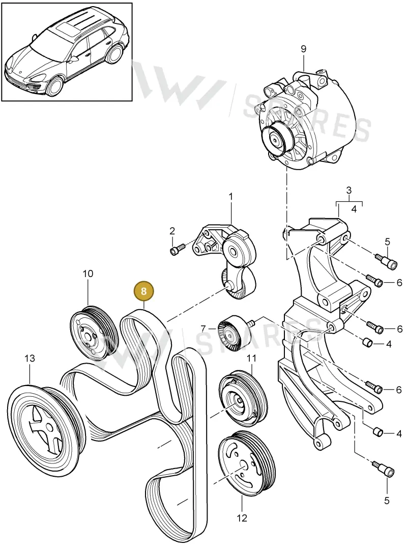 95510293300 — Porsche Cayenne (2010-2018) diagram p37102085, position 8