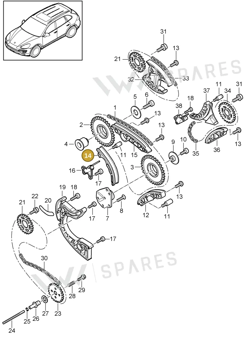 95510506510 — Porsche Cayenne (2010-2018) diagram p37103080, position 14