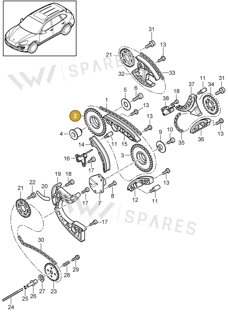 95510507700 — Porsche Cayenne (2010-2018) diagram p37103080, position 2