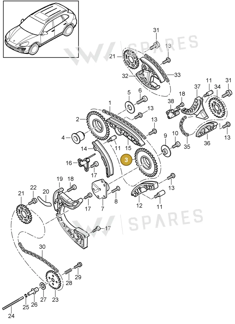 95510507710 — Porsche Cayenne (2010-2018) diagram p37103080, position 3