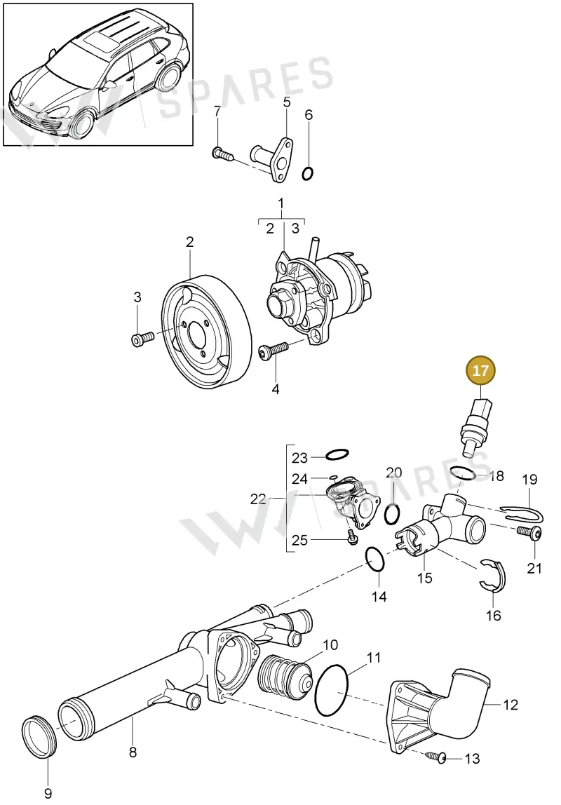 95510612501 — Porsche Cayenne (2010-2018) diagram p37105005, position 17