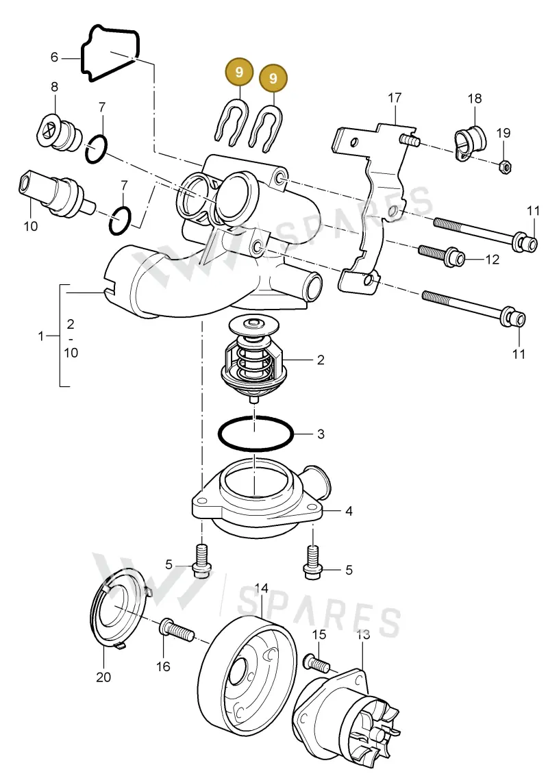 95510614300 — Porsche Cayenne (2002-2006) diagram p24105002, position 9