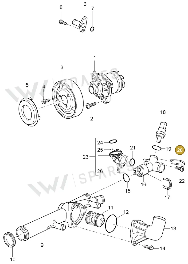 95510614300 — Porsche Cayenne (2007-2010) diagram p31105005, position 20