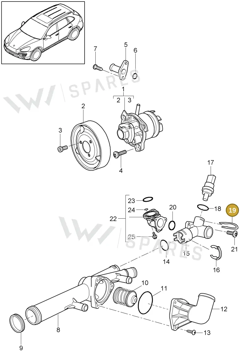 95510614300 — Porsche Cayenne (2010-2018) diagram p37105005, position 19