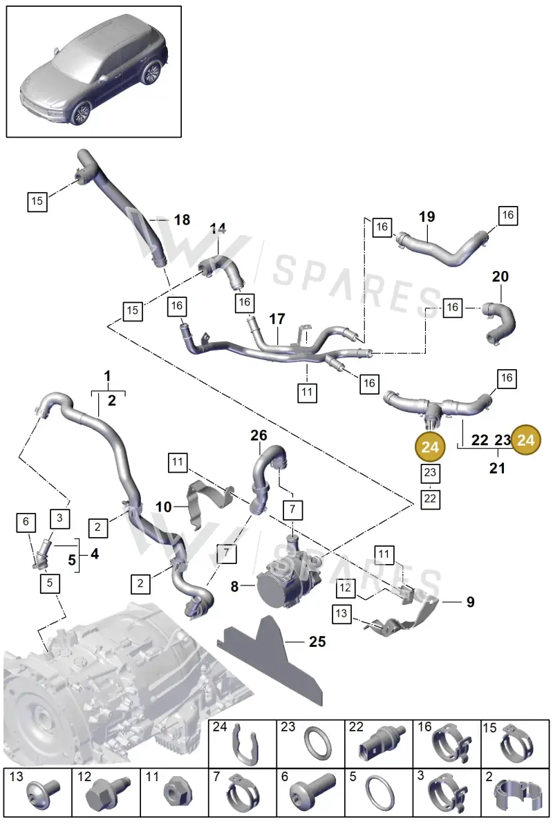 95510614300 — Porsche Cayenne (2017-2023) diagram p51105080, position 24