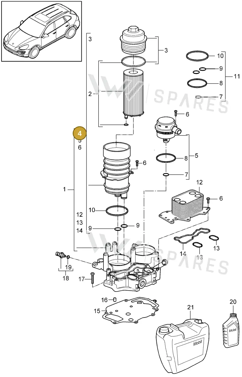 95510707300 — Porsche Cayenne (2010-2018) diagram p37104070, position 4