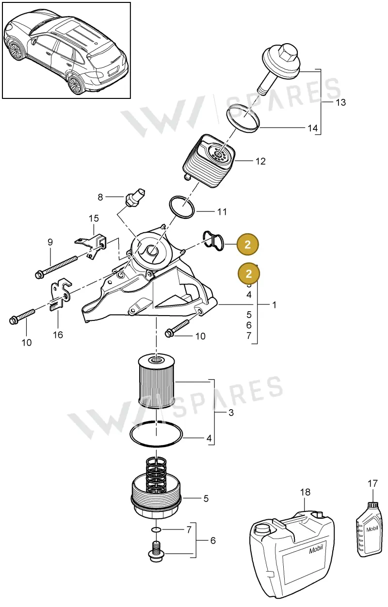 95510711100 — Porsche Cayenne (2010-2018) diagram p37104060, position 2