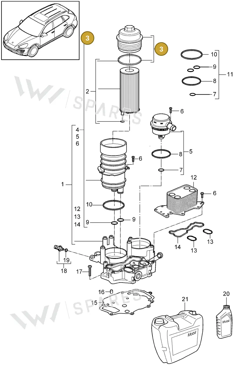 95510712200 — Porsche Cayenne (2010-2018) diagram p37104070, position 3