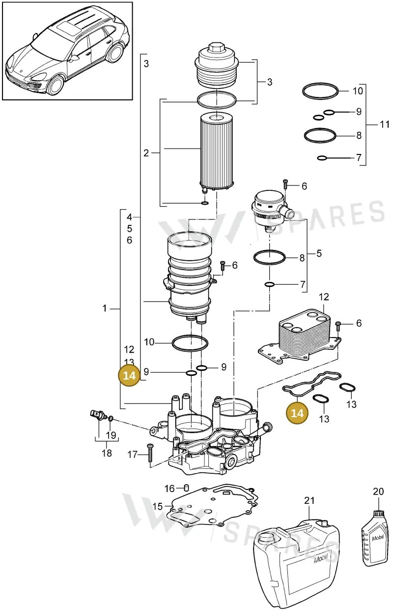 95510717600 — Porsche Cayenne (2010-2018) diagram p37104070, position 14
