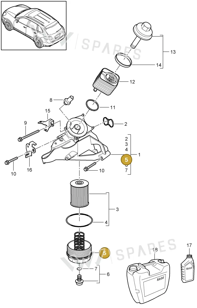 95510743301 — Porsche Cayenne (2010-2018) diagram p37104060, position 5
