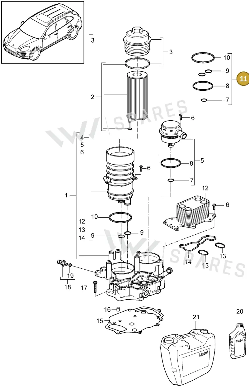 95510790101 — Porsche Cayenne (2010-2018) diagram p37104070, position 11