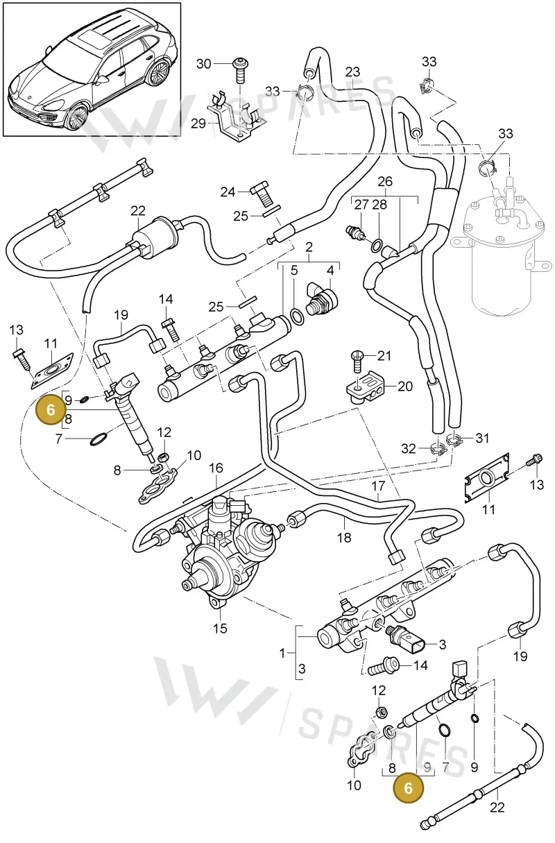 95511003501 — Porsche Cayenne (2010-2018) diagram p37107035, position 6