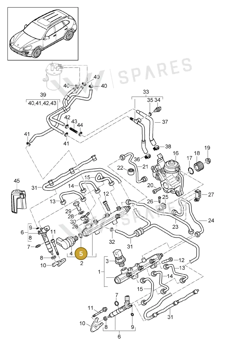 95511031900 — Porsche Cayenne (2010-2018) diagram p37107037, position 5