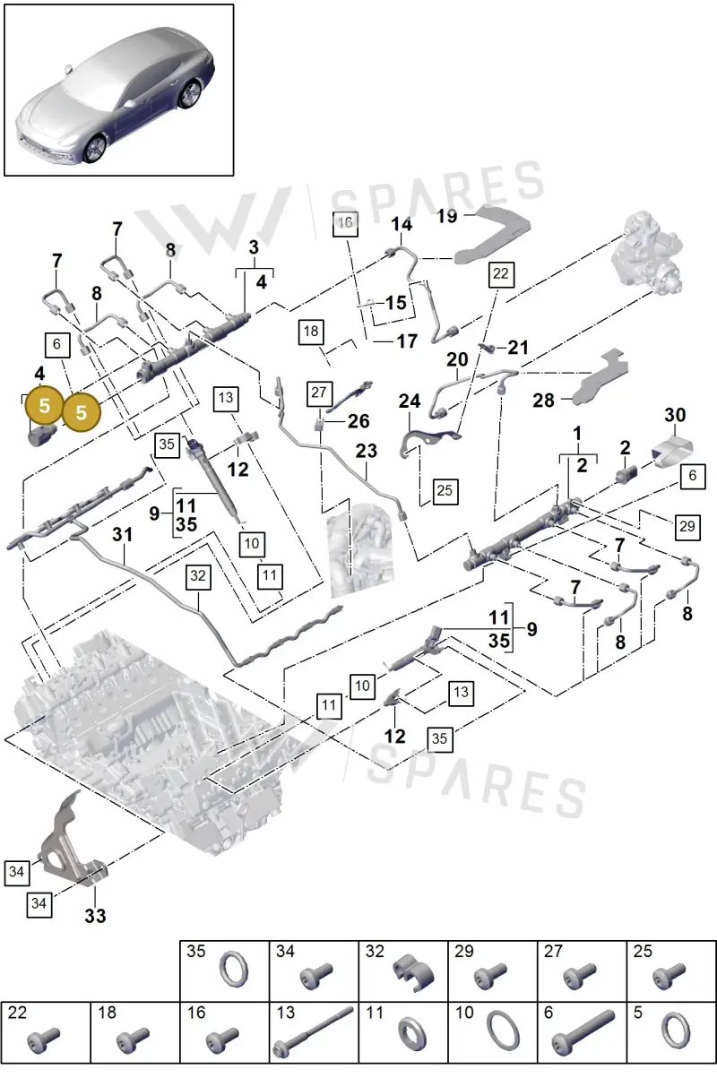 95511031900 — Porsche Panamera 4 Hybrid (2016-2020) diagram p49107010, position 5