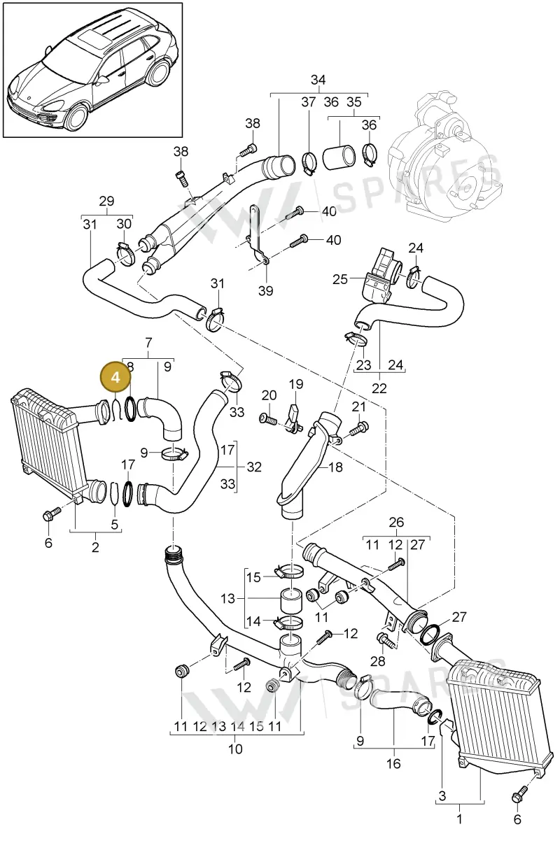 95511051320 — Porsche Cayenne (2010-2018) diagram p37107075, position 4