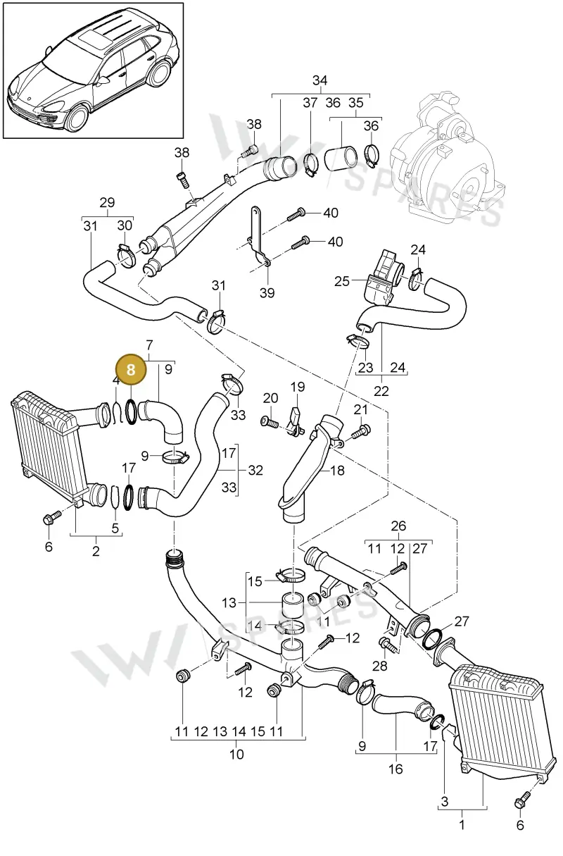 95511051700 — Porsche Cayenne (2010-2018) diagram p37107075, position 8
