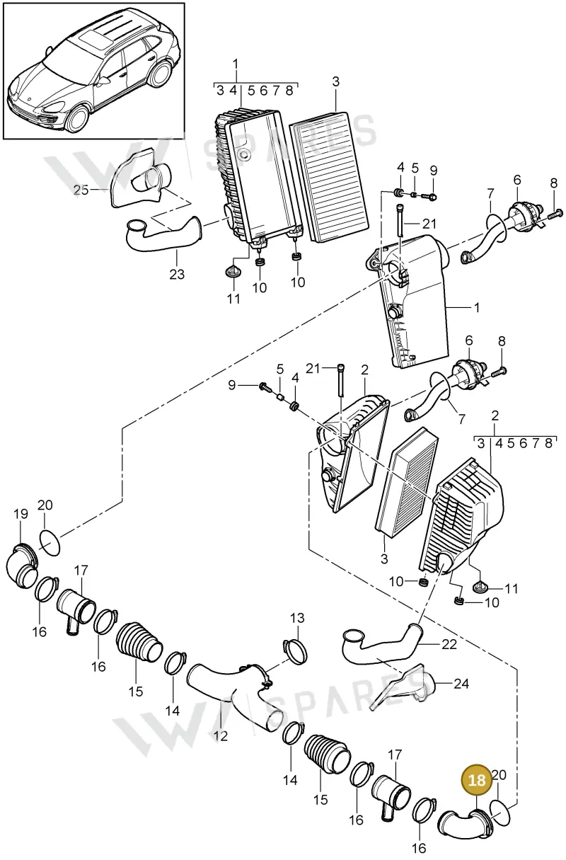 95511053320 — Porsche Cayenne (2010-2018) diagram p37106000, position 18