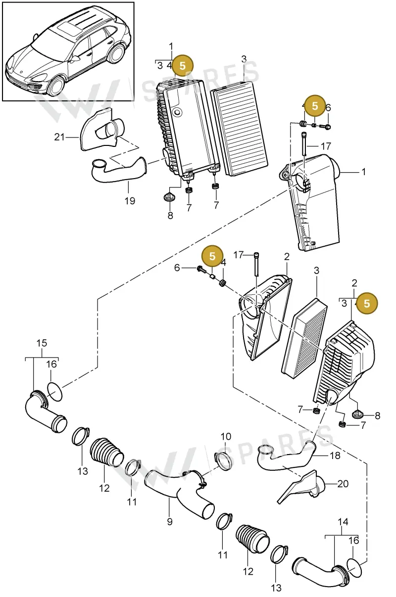 95511073400 — Porsche Cayenne (2010-2018) diagram p37106000, position 5