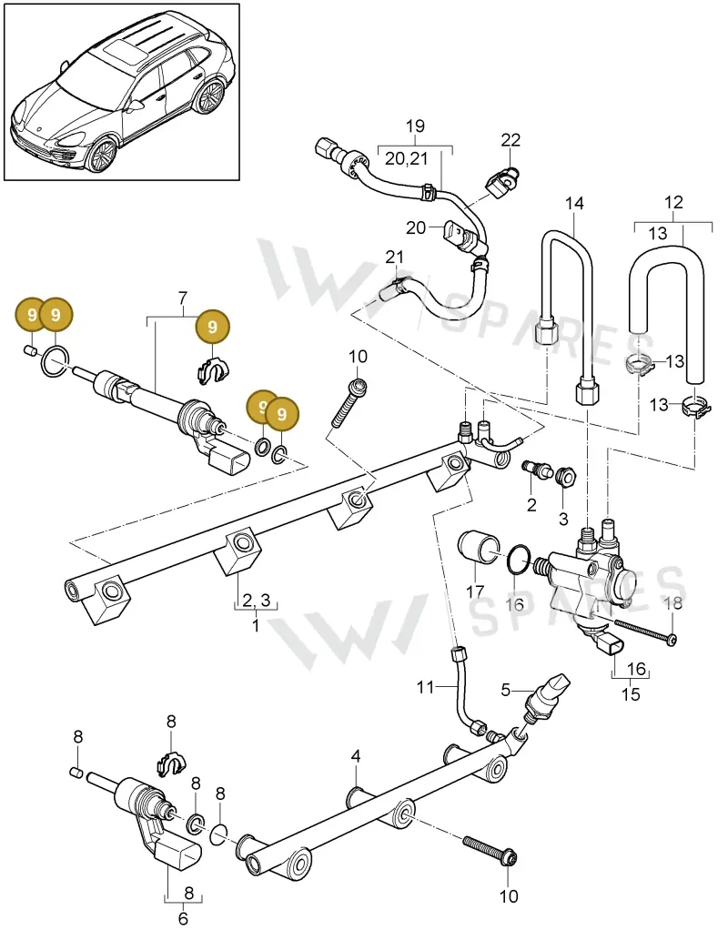 95511091100 — Porsche Cayenne (2010-2018) diagram p37107030, position 9