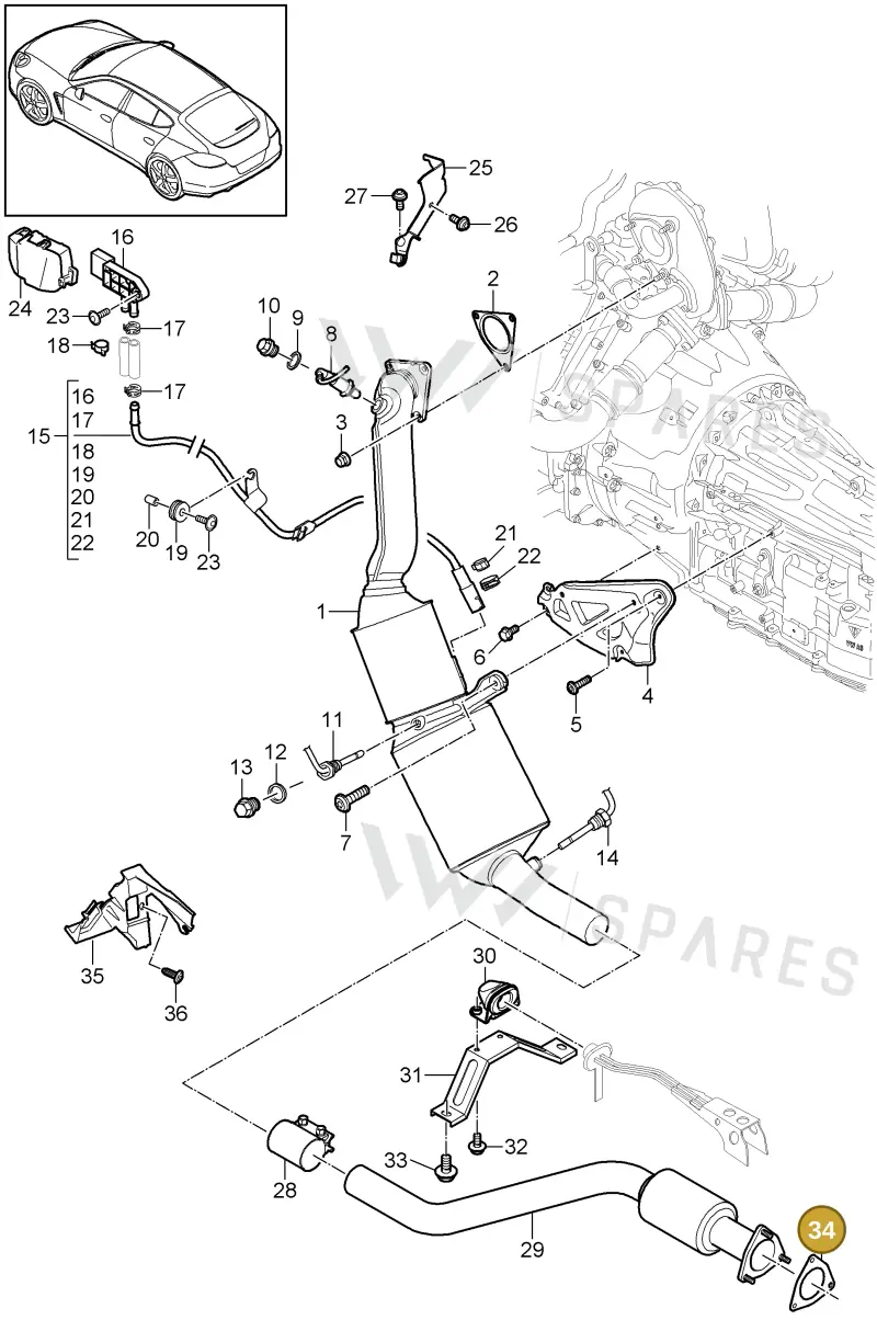 95511111330 — Porsche Panamera (2009-2016) diagram p35202035, position 34