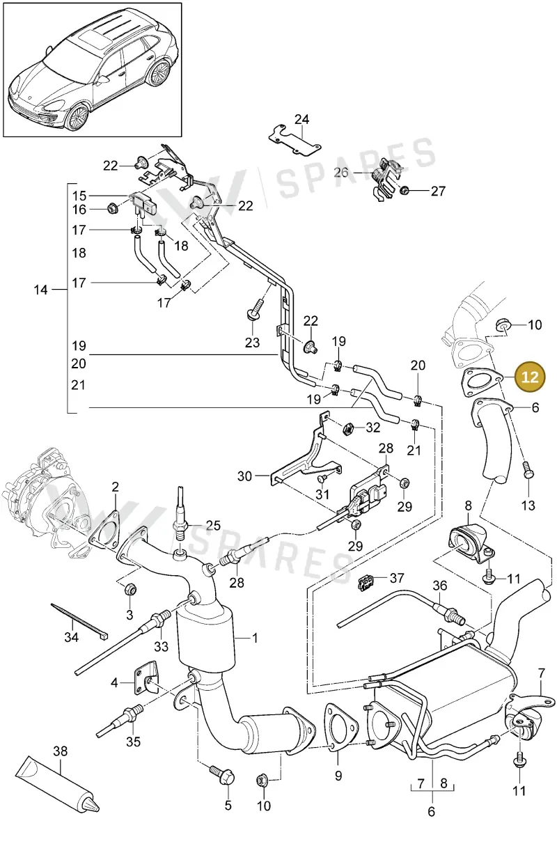 95511111330 — Porsche Cayenne (2010-2018) diagram p37202022, position 12