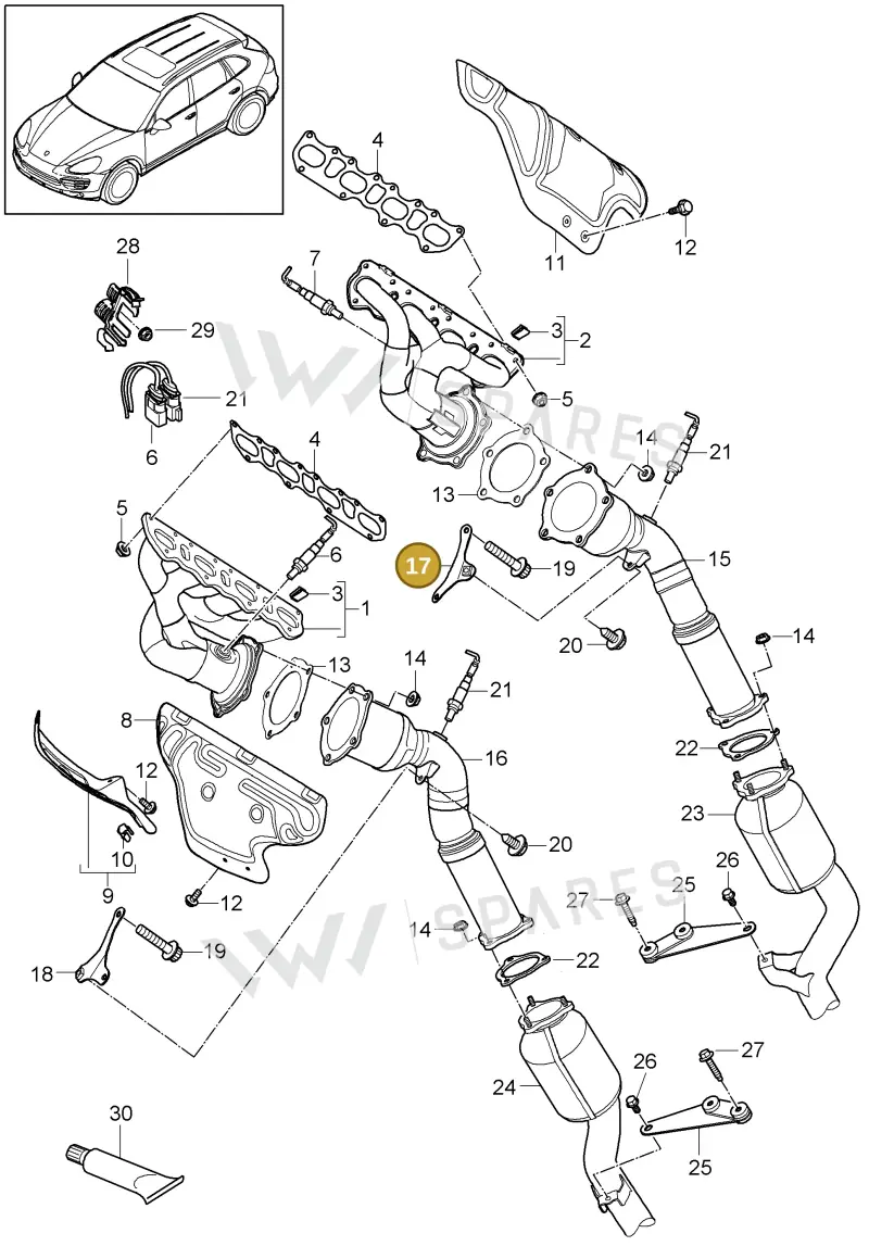 95511116130 — Porsche Cayenne (2010-2018) diagram p37202000, position 11+17