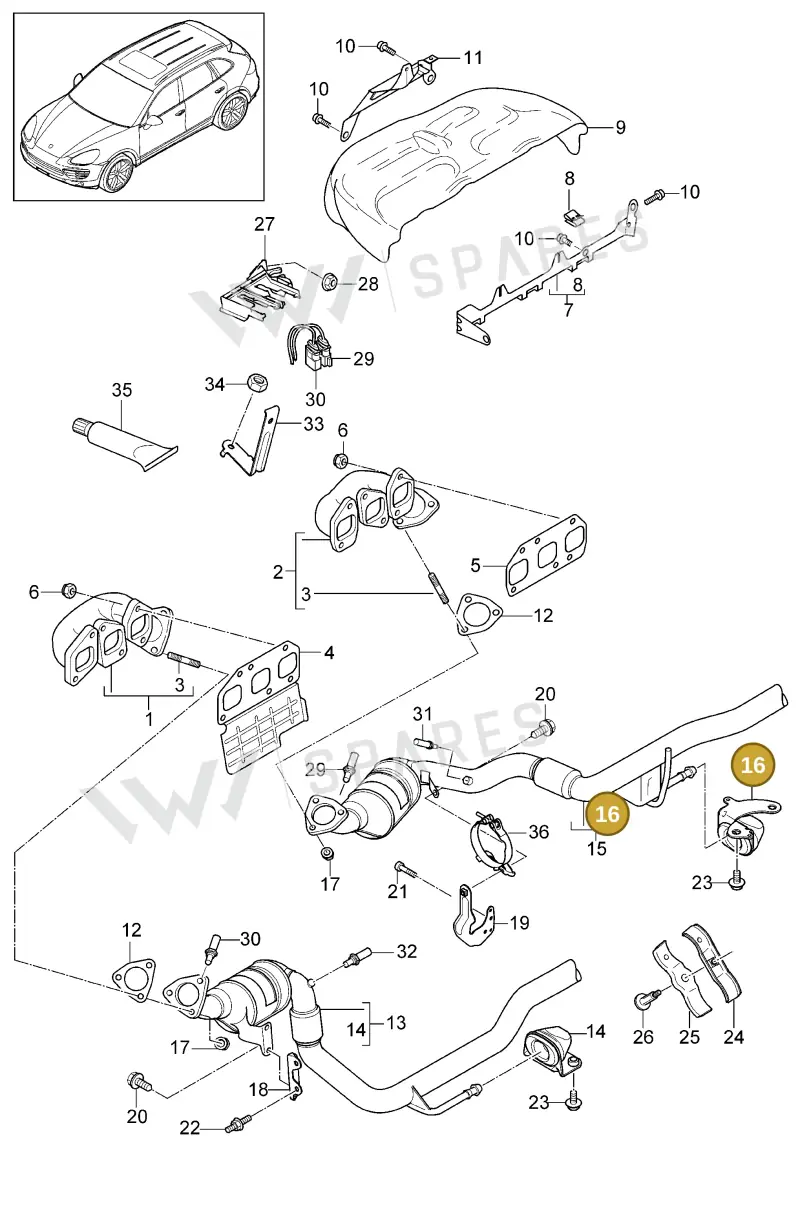 95511122800 — Porsche Cayenne (2010-2018) diagram p37202010, position 16