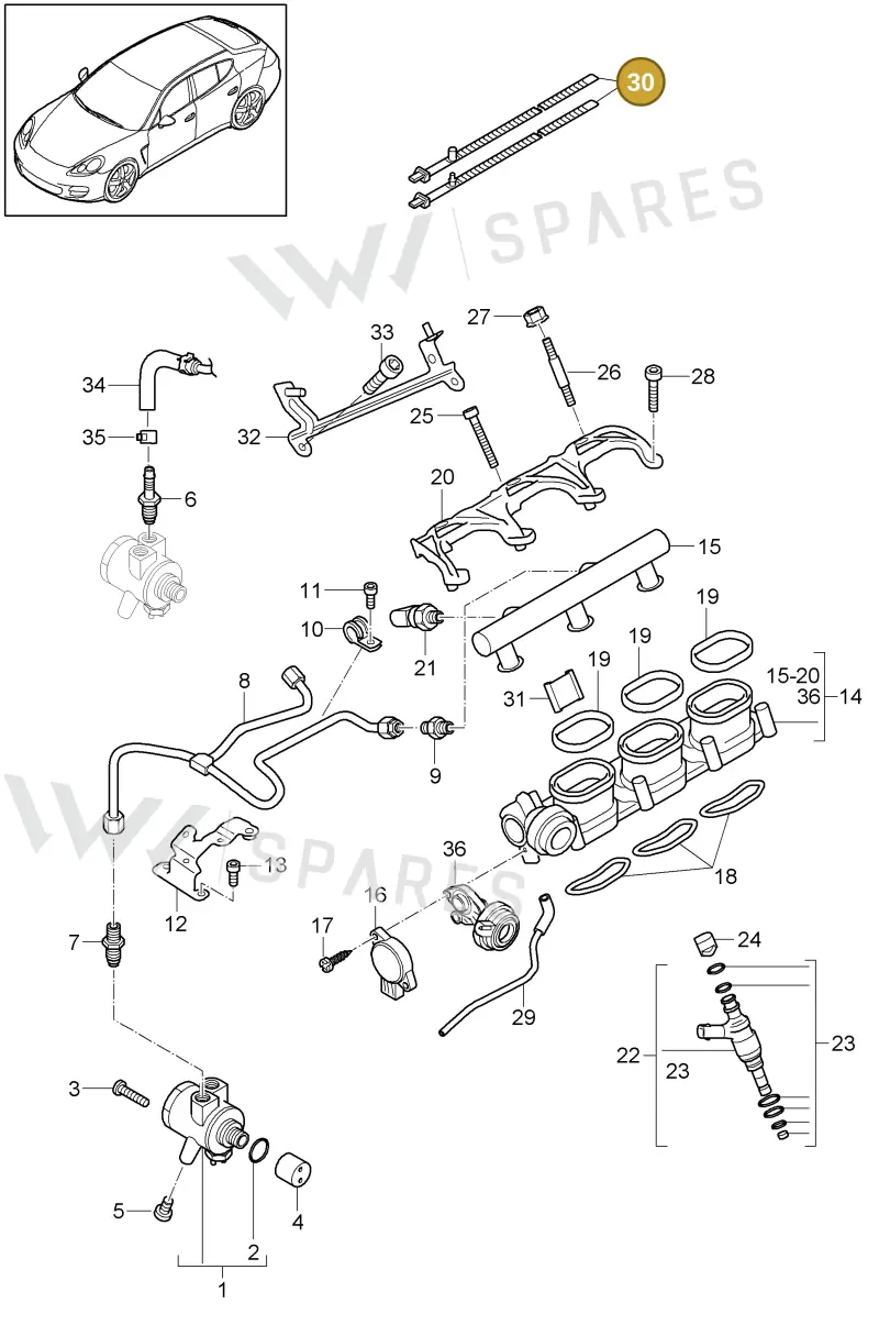95511182000 — Porsche Panamera (2009-2016) diagram p35107037, position 30