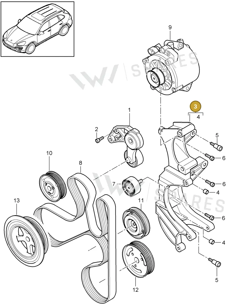 95514715110 — Porsche Cayenne (2010-2018) diagram p37102080, position 3