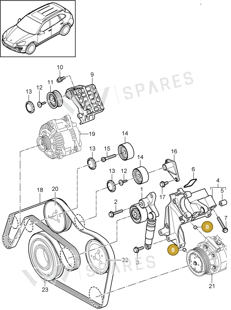 95514750110 — Porsche Cayenne (2010-2018) diagram p37102090, position 8