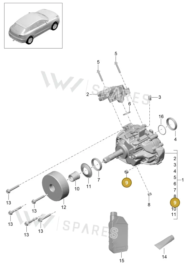 95530111501 — Porsche Macan (2013-2018) diagram p44305000, position 9