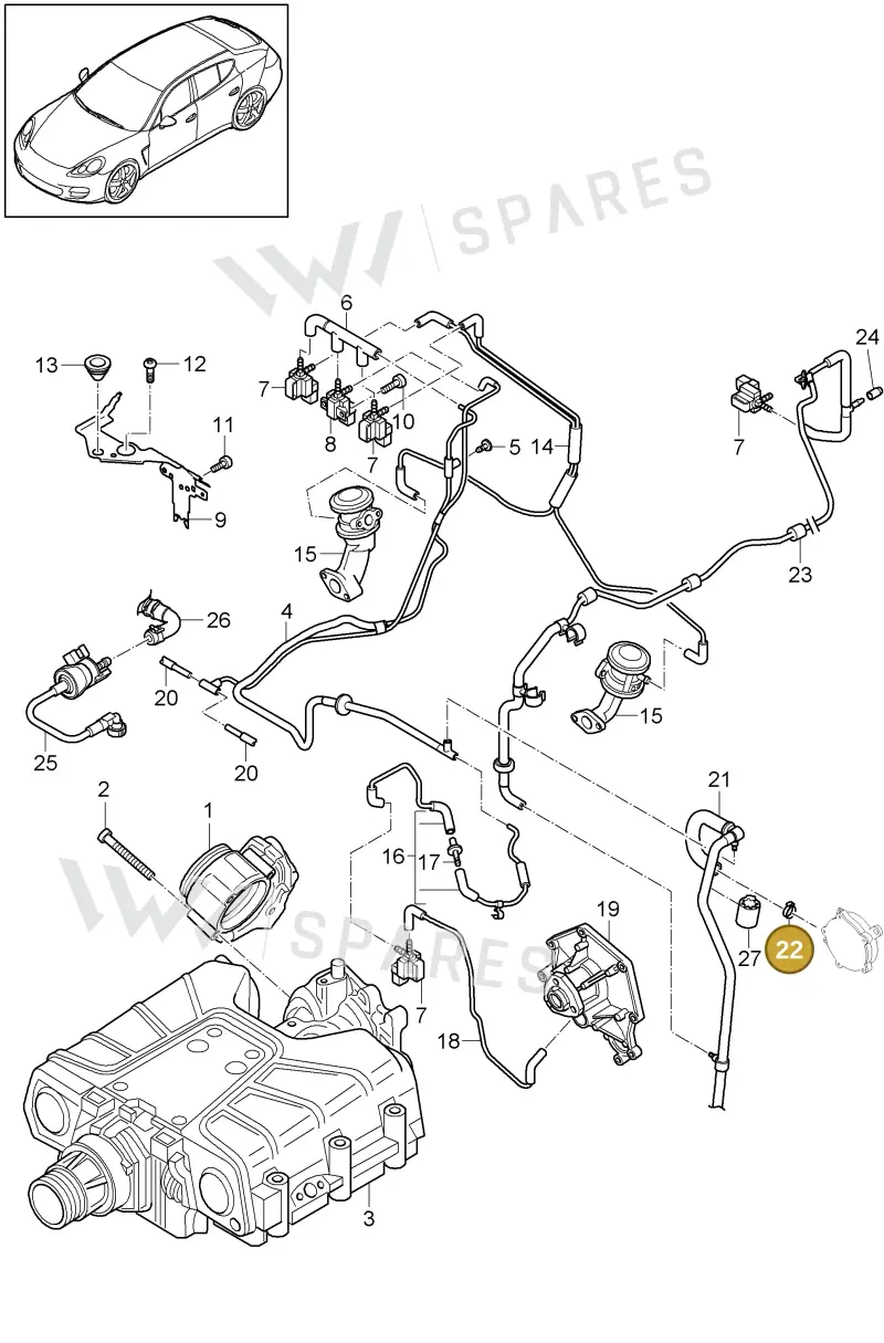 95534756900 — Porsche Panamera (2009-2016) diagram p35107022, position 22
