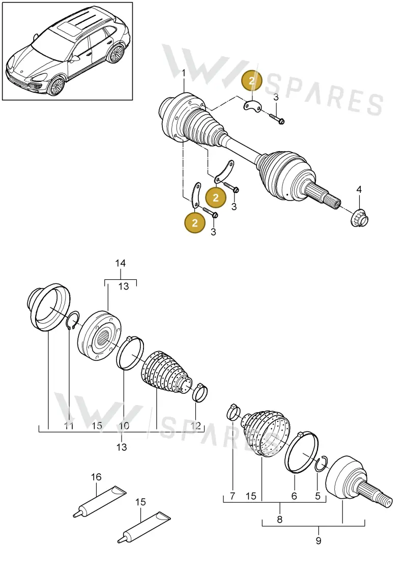 95534919111 — Porsche Cayenne (2010-2018) diagram p37401010, position 2