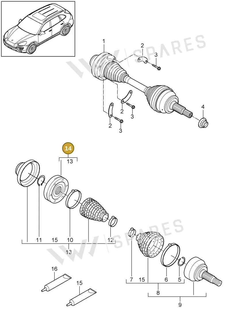 95534990201 — Porsche Cayenne (2010-2018) diagram p37401010, position 14