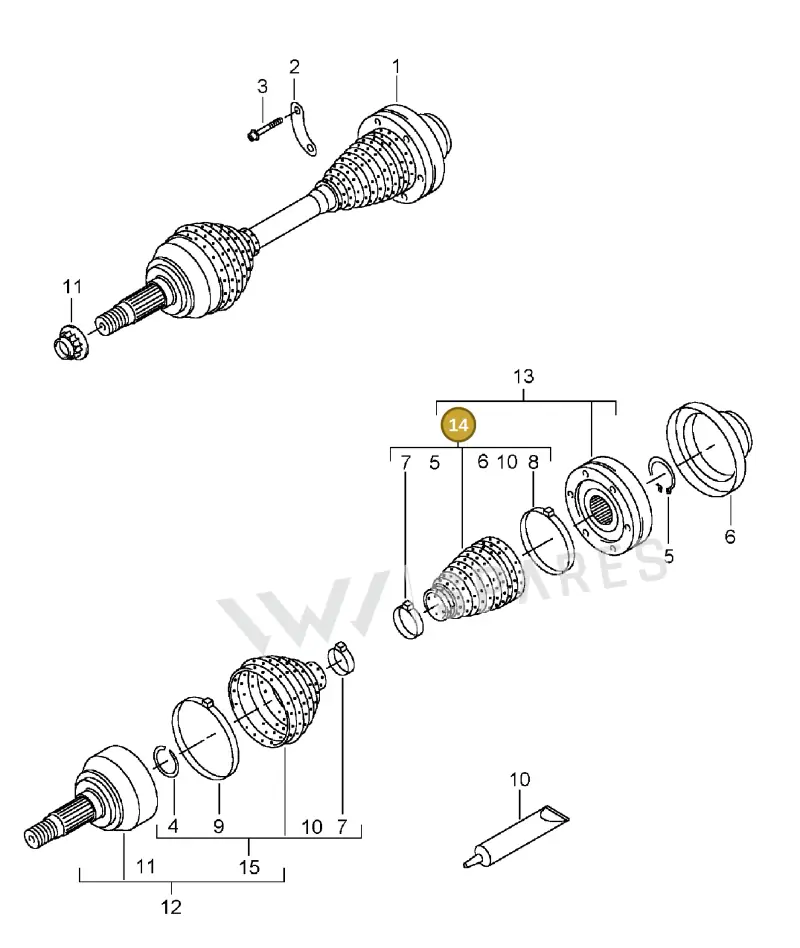 95534990301 — Porsche Cayenne (2002-2006) diagram p24401010, position 14