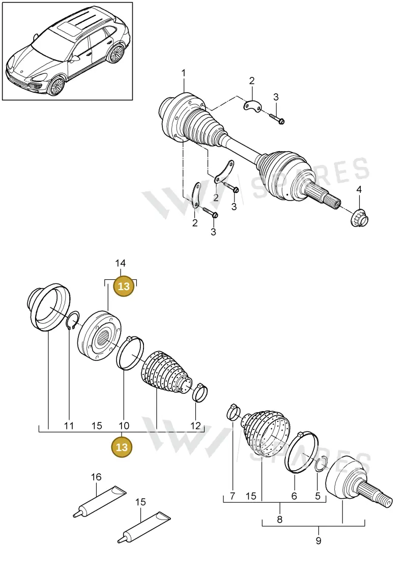95534990301 — Porsche Cayenne (2010-2018) diagram p37401010, position 13