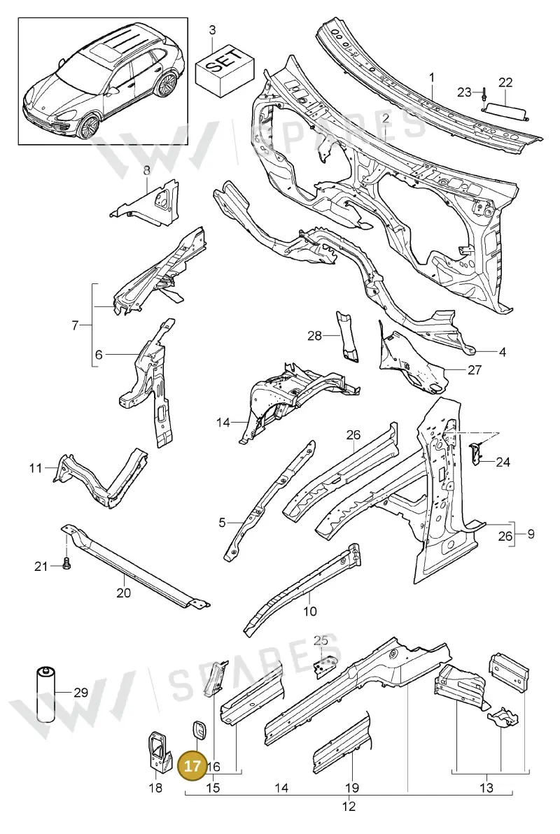 95550140900GRV — Porsche Cayenne (2010-2018) diagram p37801010, position 16+17
