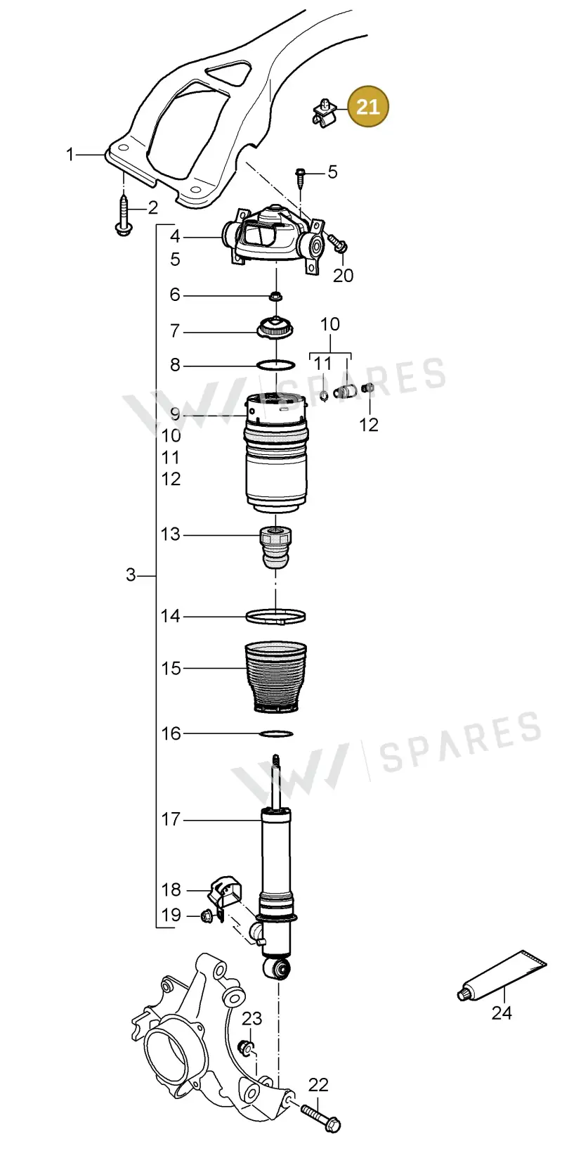 95551164500 — Porsche Cayenne (2002-2006) diagram p24502001, position 21