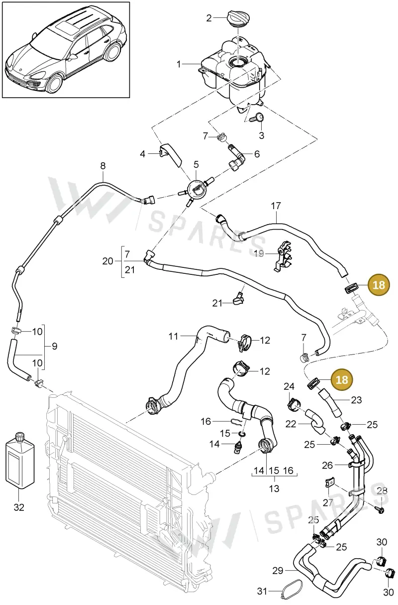 95551240500 — Porsche Cayenne (2010-2018) diagram p37105035, position 18