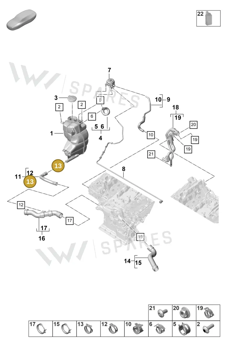95551240500 — Porsche Panamera 4 Hybrid (2020-2023) diagram p58105300, position 13