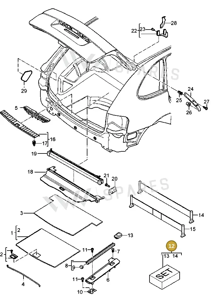 95555150400 — Porsche Cayenne (2007-2010) diagram p31807041, position 12