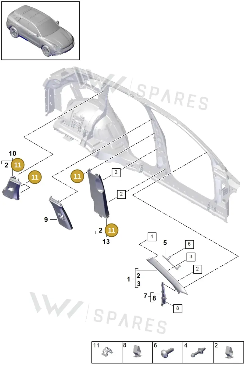 95555520800 — Porsche Cayenne (2017-2023) diagram p51807020, position 11