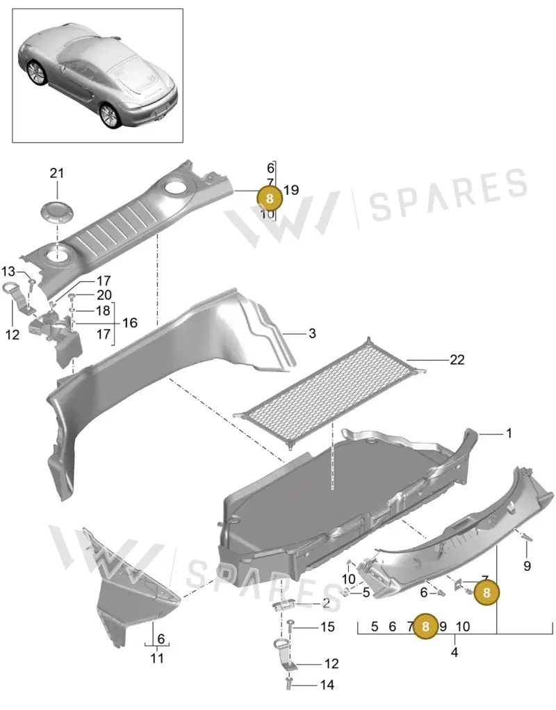 95555527800 — Porsche Cayman (2013-2016) diagram p40807005, position 8